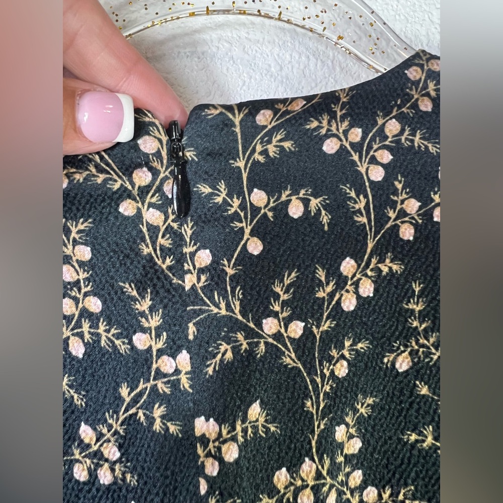 Jonathan Simkhai Hammered Silk Keyhole Tie-Front Asymmetrical Floral Dress Sz 1 - Picture 7 of 14
